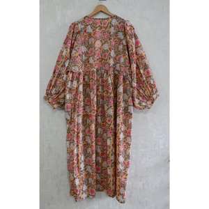 Vestido Maxi Floral Hecho a Mano para Mujer, 100% Algodón, Estampado de Bloques, Estilo Boho Formal, Moda de Verano - Product Image 5