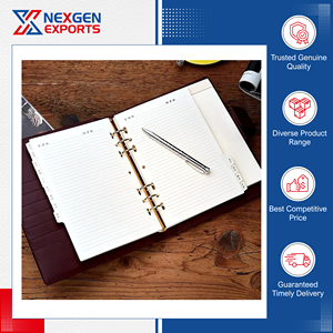 Huge Selling Excellent Quality PU Leather <b>Notebook</b> Cover Planner Organizer 6-Ring Loose Leaf Binder Indian Manufacturer Nexgen - Product Image 6