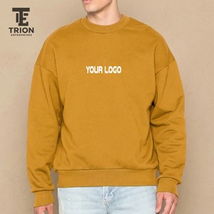 Custom Made Men's Winter Wear 100% Cotton Heavyweight Crewneck Zipper-Up Oversized Windproof Sweatshirt <b>Applique</b> Embroidered - Product Image 1