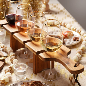 Tabla de Degustación de Madera de Acacia Hecha a Mano, con Capacidad para 4 Copas de Vino con Tallo, de Vietnam, Buen Precio - Product Image 3