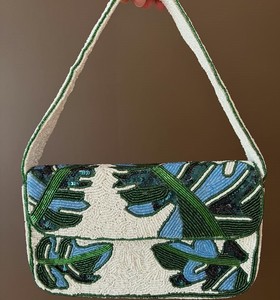 Palm Tree Design <b>Seed</b> Bead <b>Storage</b> Bag Shoulder Purse Beach Fashion Handbag Ladies Evening Clutch Luxury Statement Party Tote - Product Image 2