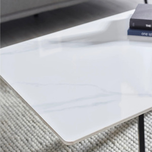 Industrial Spider <b>Folding</b> Metal Leg <b>White</b> Marble Top Modern Home Office Living Room Furniture Coffee <b>Table</b> - Product Image 5