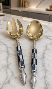 Utensilios Clásicos para Servir Ensaladas, Juego de Cuchara y Tenedor de Acero Inoxidable para Cocina, Comedor, Restaurante, Hotel y Suministros de Catering - Product Image 2