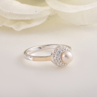 Bague en or 9 carats et argent sterling 925 avec pierres CZ, bague halo de perles avec pierres CZ, or bicolore, élégante bague de mode pour femme