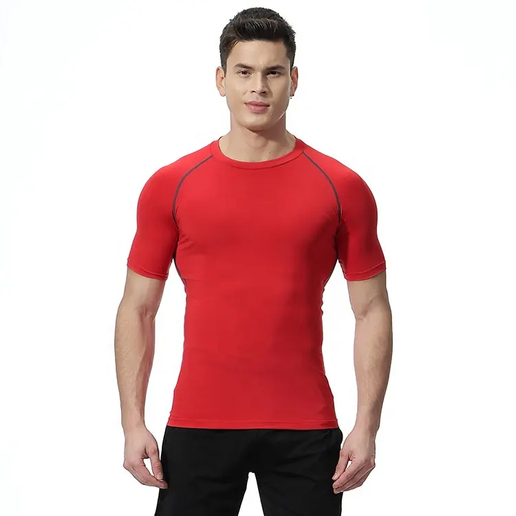 नवीनतम पुरुष शरीर फिटनेस सांस लेने योग्य त्वरित शुष्क जिम खेल टी शर्ट/पुरुषों के शरीर में फिट सांस लेने योग्य पसीना वाकिंग जिम टी शर्ट