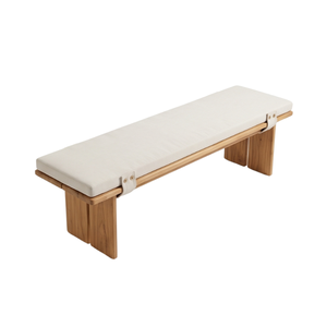 Modern Solid Wood Cushioned Outdoor Patio <b>Bench</b> Rectangular Seat for Apartment Hotel School Hospital & Living Room Use 4-Seater - Product Image 2