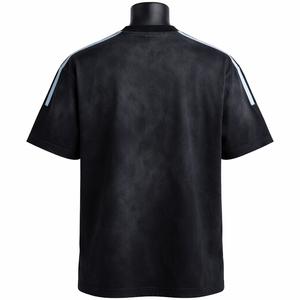 เสื้อยืดคอตตอนพิมพ์ลายแขนลายทางสไตล์วินเทจขนาดใหญ่พิเศษสั่งทำขายส่งสำหรับผู้ชายแนวสตรีทแวร์ - Product Image 2