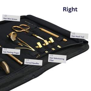 Kit d'outils pour extensions de cheveux à micro-anneaux et à bandes adhésives avec pince de retrait en acier inoxydable, aiguilles à boucle pour l'enfilage des perles, ciseaux et aiguilles - Product Image 3