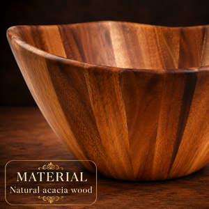 Tazón para Ensalada de Madera de Acacia Premium, Tazón para Servir Hecho a Mano, Tazón para Mezclar Frutas de Cocina Rústico Natural, Vajilla Ecológica - Product Image 3