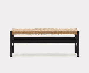 Banco Minimalista de Cuero Tejido a Mano con Patas de Madera – Elegante Banco Contemporáneo para Entrada, Dormitorio y Sala de Estar - Product Image 3