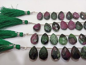 Cuentas de Zoisita Rubí Natural en Forma de Corazón, Verde y Rojo, 10x15mm, Hilo de 8 Pulgadas para la Fabricación de Joyas - Product Image 4