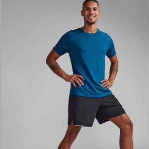 Camiseta Deportiva de Manga Corta para Hombre, Azul, de Secado Rápido, Corte Regular, Cuello Redondo, Estilo Jersey - Product Image 1