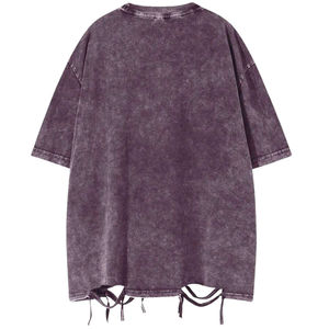 OEM Acid Wash Witch Graphic T-shirt en coton lourd surdimensionné Halloween Streetwear avec bord découpé au laser - Product Image 4