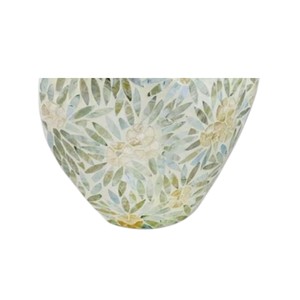 Vase de table en céramique fait main, forme irrégulière, finition brillante, design contemporain, incrustation nacre, décoration florale - Product Image 6