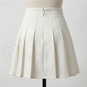 Women Pleated <b>Mini</b> Skirt Solid Color Satin Regular Waistline All Seasons Wear - Product Image 2