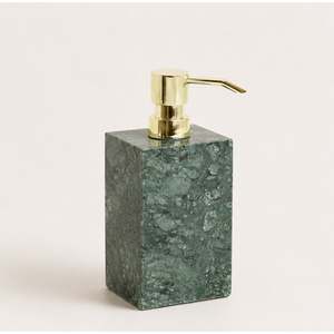 Distributeur de savon en marbre vert naturel de qualité supérieure avec pompe dorée, accessoire de salle de bain en pierre artisanal pour la décoration d'hôtels et de maisons - Product Image 5