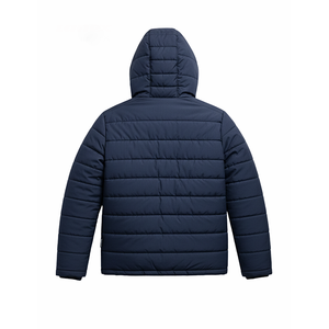 Veste matelassée d'hiver pour homme, à capuche, légère, chaude, zippée, décontractée, coupe-vent, bleu marine - Product Image 4