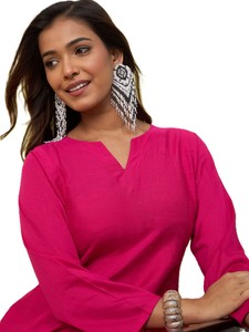 Women's South Cotton Modern Summer Wear Solid <b>Colour</b> Traditional Indian Casual Wear Anarkali Kurta Kurti <b>Set</b> - Product Image 4