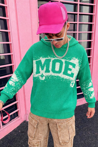 OEM Custom Men's Hoodies Knit Sweater Heavyweight Jacquard Streetwear Hoodie Private Label Wholesale Knitwear Factory - Product Image 6