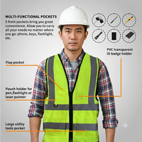 Chaleco de Seguridad Reflectante Fluorescente de Alta Visibilidad Antiestático con Logotipo Personalizado Gratuito, Chaleco de Seguridad Multibolsillos Resistente al Viento para Trabajadores