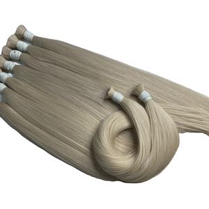 Extensiones de Cabello Natural de un Solo Donante, Color 613, Liso, con Punta Plana, para Pegar con Cinta Adhesiva o Clips, Cabello Virgen Doblemente Tramado, Ondulado - Product Image 1