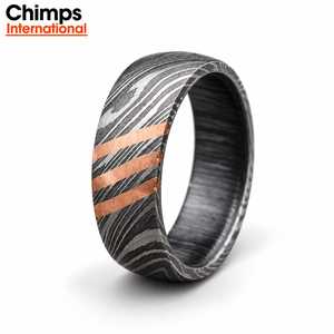Anillo de Boda de Acero de Damasco para Hombre con Incrustaciones de Cobre, Banda Moderna Hecha a Mano |   Anillo de moda para hombre, el mejor regalo de Navidad - Product Image 6