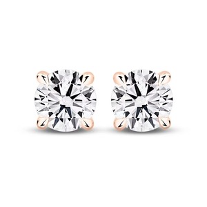 Boucles d'oreilles clous en diamants de laboratoire authentiques d'un carat chacun, 2 carats au total, en or massif 14K, taille E-VS2, sertissage à griffes, bijou tendance - Product Image 2