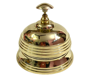 Campana de escritorio redonda hecha a mano de latón macizo antiguo, elegante campana de llamada para recepción, campana vintage para mostrador de servicio, campana de conserjería para hotel - Product Image 4