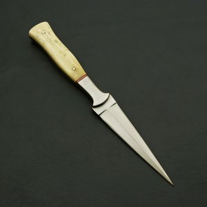 Stainless Steel Skinner Knife Spear Point Blade 0.6mm Thickness Ivory Handle With Leather Sheath - Product Image 5