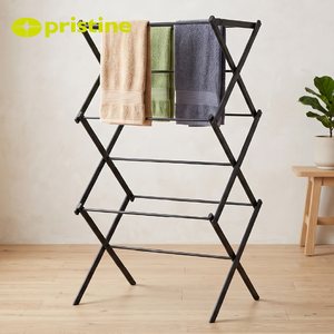 Foldable Metal Three-Layer <b>Standing</b> Type Bathroom Minimalist Design Rust Resistant Carbon Steel Construction Clothing Organizer - Product Image 5
