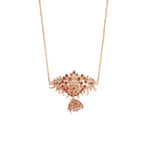 Matte Gold Ruby Choker Fashion Jewelry Set - Product Image 1
