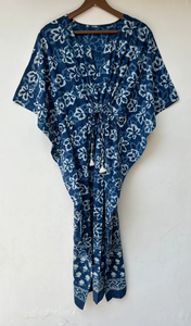 Vestido Kaftán Casual de Verano sin Mangas con Estampado Floral Digital, de Algodón, para Mujer, Traje de Baño, Disponible en Islas del Pacífico Asiático - Product Image 2