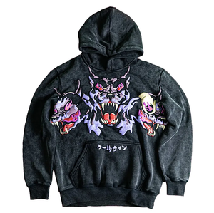 Sudadera con Capucha de Invierno, Corte Regular, Lavado Ácido Personalizado, con Estampado Gráfico Frontal |   Sudadera Transpirable de Felpa de Algodón Grueso de 370 g/m² para Hombre - Product Image 1