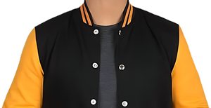 Custom Embroidered Varsity Jacket Canvas Body Wool Sleeves Stand <b>Covered</b> <b>Button</b> Closure Stylish College Look Front Logo Men's - Product Image 3
