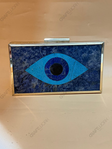 Pochette Evil Eye en Lapis Lazuli, Minaudière de Luxe Faite à la Main en Pierres Précieuses, Sac de Soirée de Créateur, Sac à Main de Mariée - Product Image 4