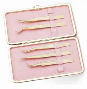 Pinzas para pestañas de acero inoxidable puntiagudas, de punta estrecha, para pestañas cortas y con efecto de volumen, modelo B - Product Image 4