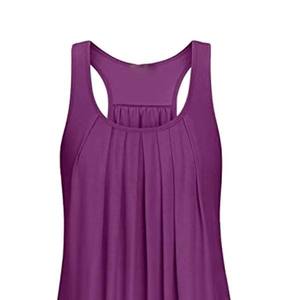 Débardeur sans manches pour femme, violet, col rond, tricoté, couleur unie, longueur normale, ourlet évasé - Product Image 3