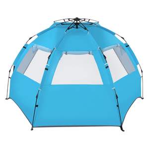Tente de plage Blue YJ à ouverture rapide avec poteaux en fibre de verre et tissu Oxford pour le camping - Product Image 1