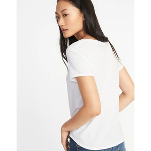 Camiseta de algodón con cuello redondo para mujer, color sólido, corte holgado, informal, manga corta, para primavera y verano - Product Image 2