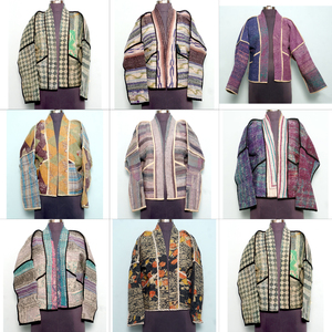 เสื้อแจ็คเก็ตถักลายคันธา สำหรับฤดูร้อน/ฤดูหนาว ฤดูใบไม้ผลิ ฤดูใบไม้ร่วง ผลิตจากผ้าฝ้าย 100% คอวี แขนยาว ระบายอากาศได้ดี แห้งเร็ว เป็นมิตรกับสิ่งแวดล้อม - Product Image 1