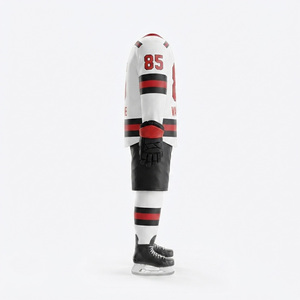 Ensemble d'uniformes de hockey sur glace personnalisés par sublimation, maillot et pantalon unisexe pour adulte, sans manches, extensible dans les quatre sens, anti-humidité, élastique, sport - Product Image 3