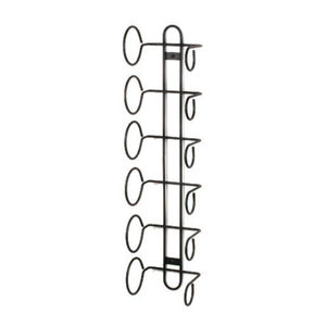 Porte-vin mural moderne en métal pour 6 bouteilles, en fer forgé noir, support vertical suspendu pour le rangement et la présentation du vin, organisateur pour la maison - Product Image 1