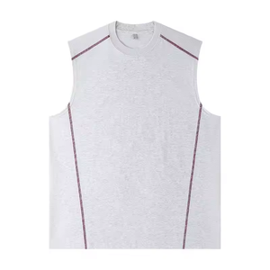 Débardeur d'été personnalisé pour homme grande taille en coton et polyester, idéal pour la course, la gym et l'entraînement, sans manches, brodé, coupe musclée - Product Image 4