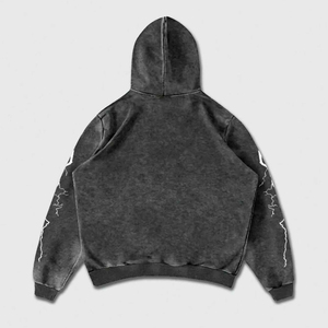 Sudadera con Capucha Extra Grande para Hombre, Personalizada con Letras y Cruz de Pedrería, Popular, de Alta Calidad, con Hombros Caídos, Lavada - Product Image 2