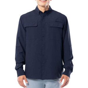 เสื้อเชิ้ตคาร์โก้แบบมีกระเป๋าหน้าติดกระดุมโค้งพร้อมโลโก้แบบกำหนดเอง สไตล์ลำลอง ระบายอากาศได้ดี ลายเรียบ แขนยาวสำหรับผู้ชาย - Product Image 1