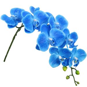 THAF-020 40 Inch Waterproof Latex <b>Artificial</b> Phalaenopsis Orchid Flowers Blue <b>Stem</b> Plants 9 Flowers Per <b>Stem</b> Home Decor - Product Image 3