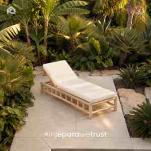 Chaise longue de luxe en teck massif pour l'extérieur, réglable, avec coussin, pour piscine, hôtel, resort, villa, mobilier de patio - Product Image 1