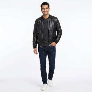 Men's Premium Quality <b>Winter</b> <b>Leather</b> <b>Jacket</b> with Sheep Fur Customized Printing Zipper Pockets-For Sale <b>jacket</b> for men - Product Image 4