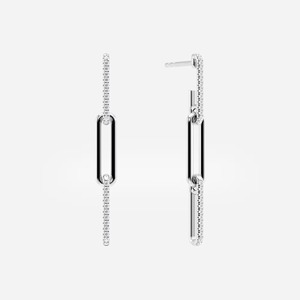 Boucles d'oreilles pendantes en or 14 carats avec diamants en forme de trombone_ Diamants cultivés en laboratoire ou naturels - Product Image 5