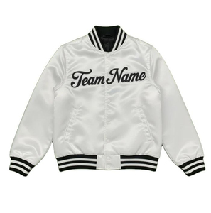 Blouson Bomber en Satin Noir Personnalisé pour Homme avec Logo Brodé, Veste d'Hiver Décontractée Coupe-Vent Unisexe, Blousons Letterman d'Extérieur - Product Image 3